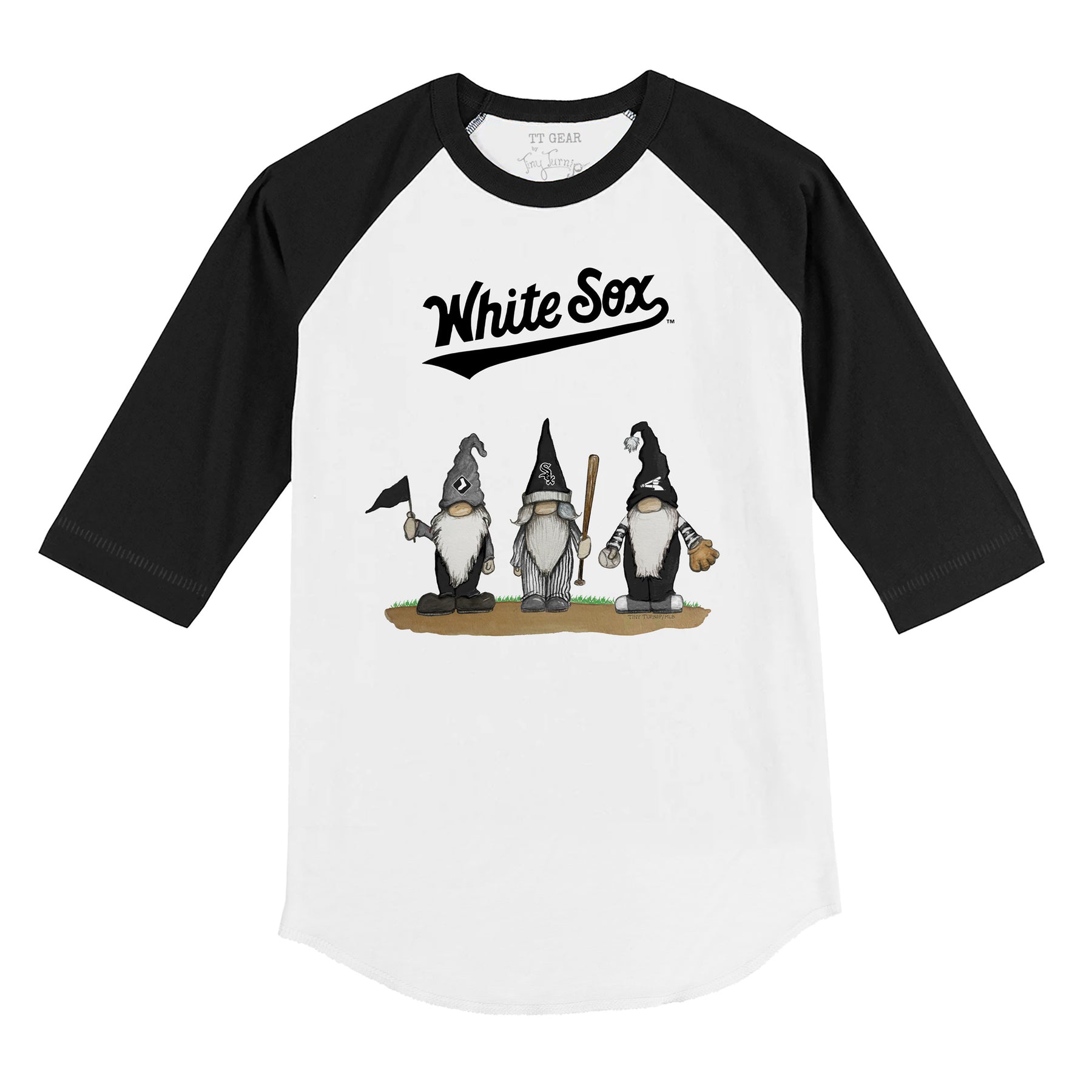 Chicago White Sox Gnomes 3/4 Black Sleeve Raglan