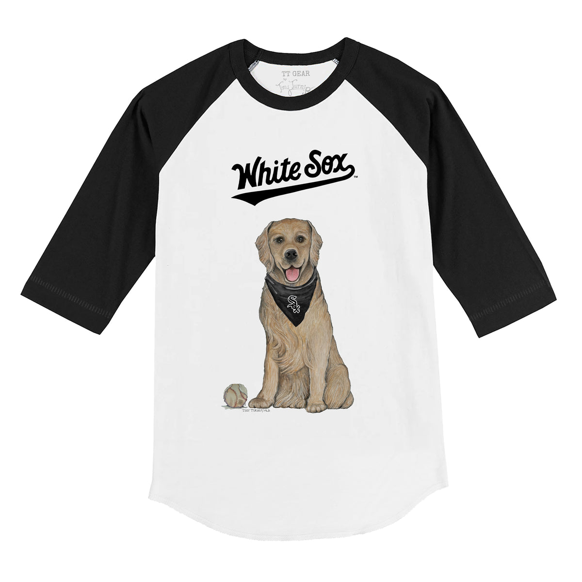 Chicago White Sox Golden Retriever 3/4 Black Sleeve Raglan