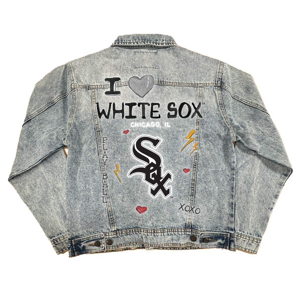 I Heart White Sox Boyfriend Denim Jacket - Tiny Turnip
