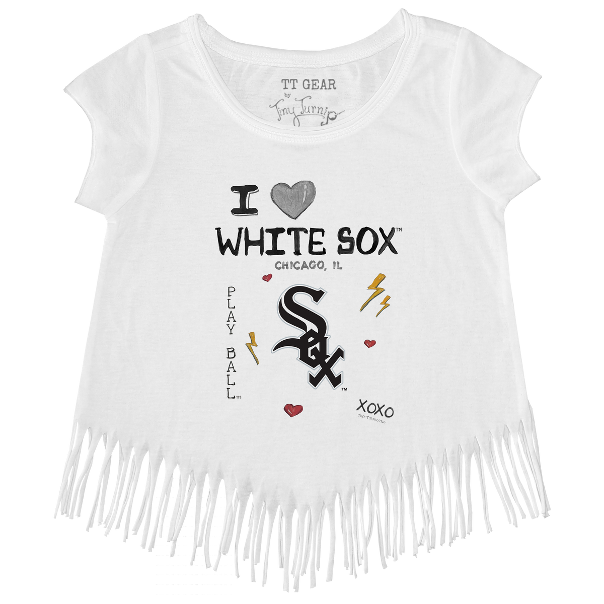 I Heart White Sox Fringe Tee - Tiny Turnip