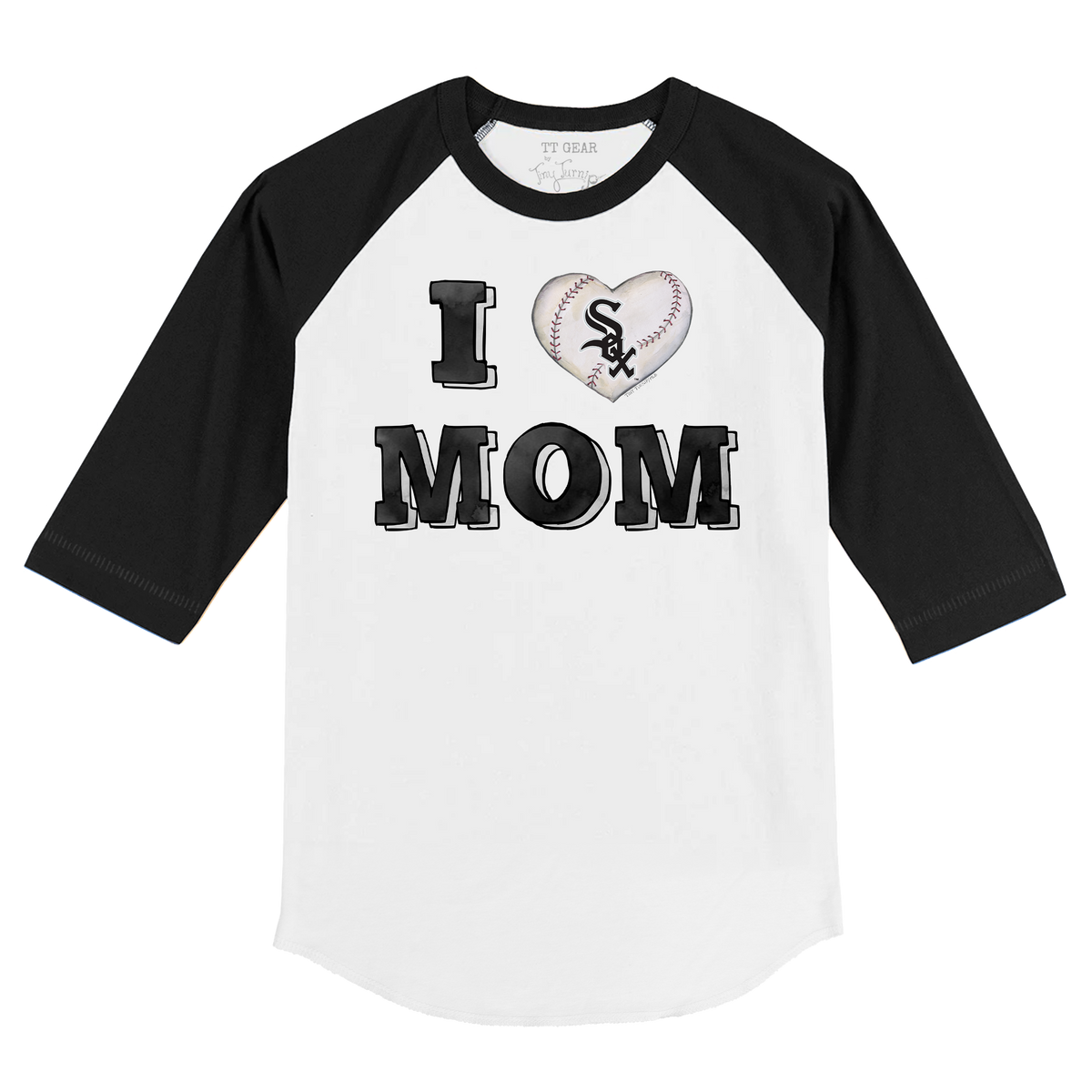 Chicago White Sox I Love Mom 3/4 Black Sleeve Raglan