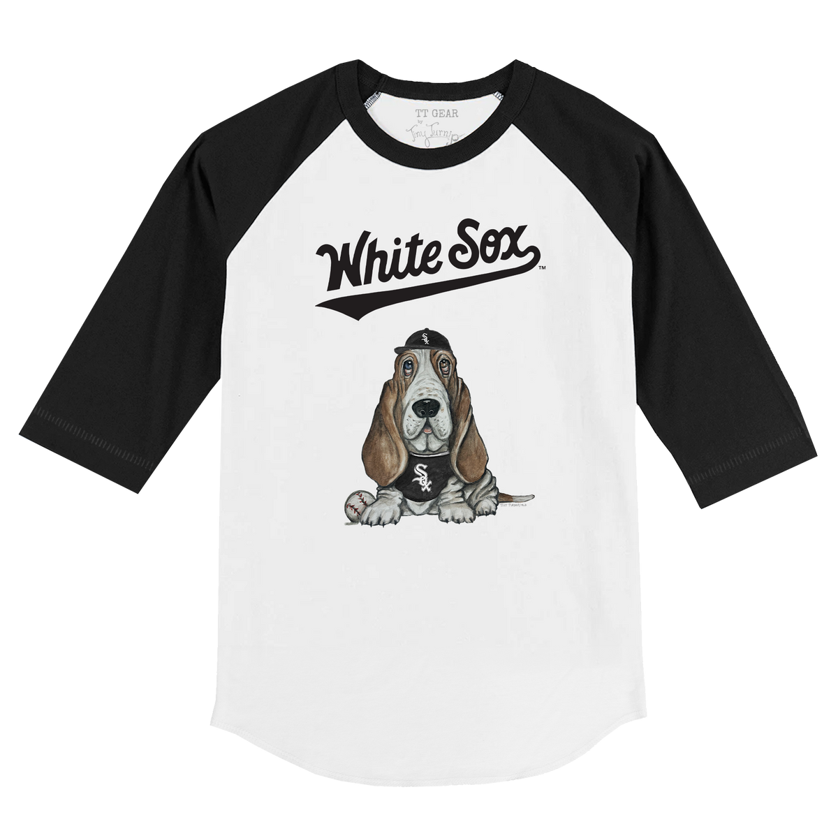 Chicago White Sox Puddy 3/4 Black Sleeve Raglan - Tiny Turnip