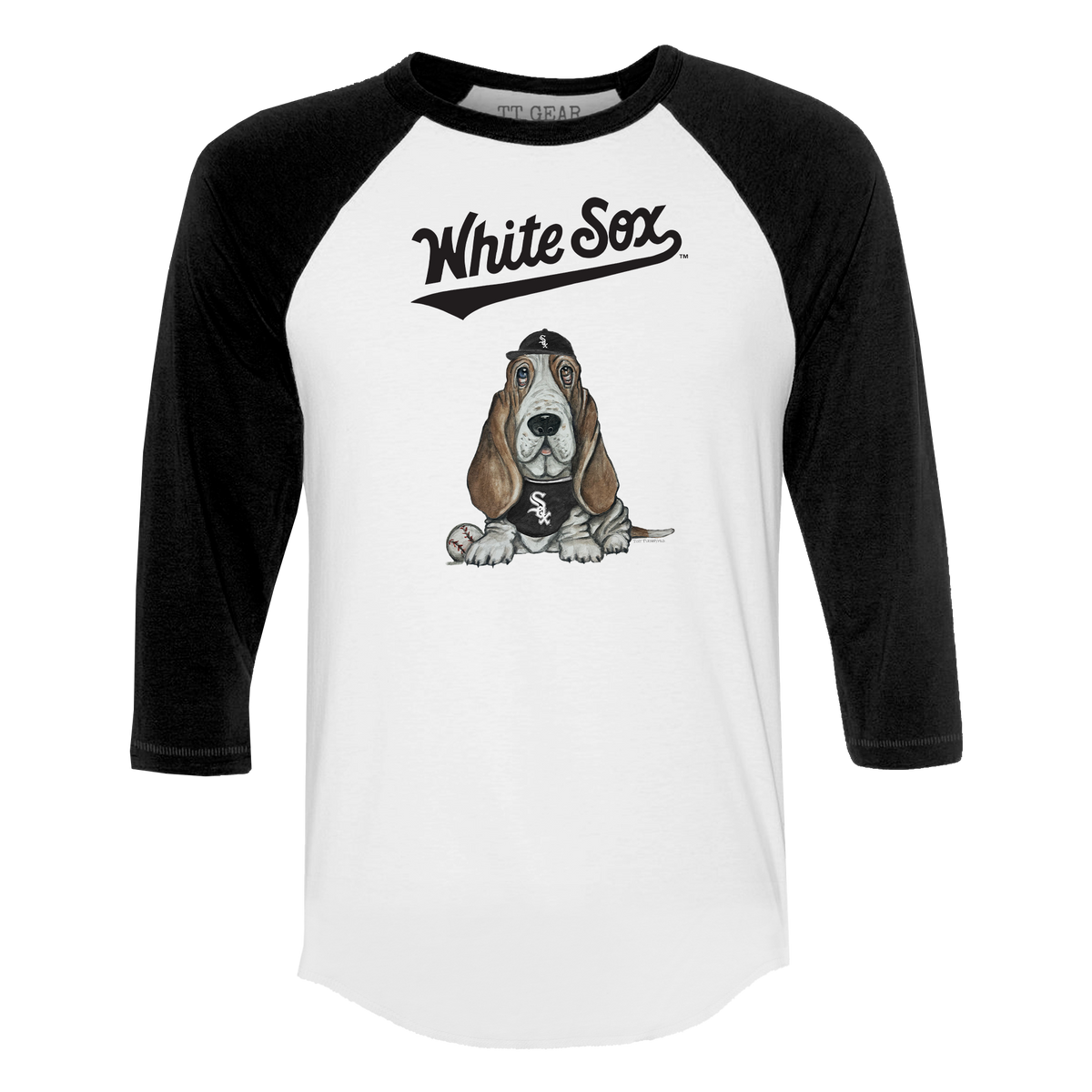 Chicago White Sox Puddy 3/4 Black Sleeve Raglan - Tiny Turnip