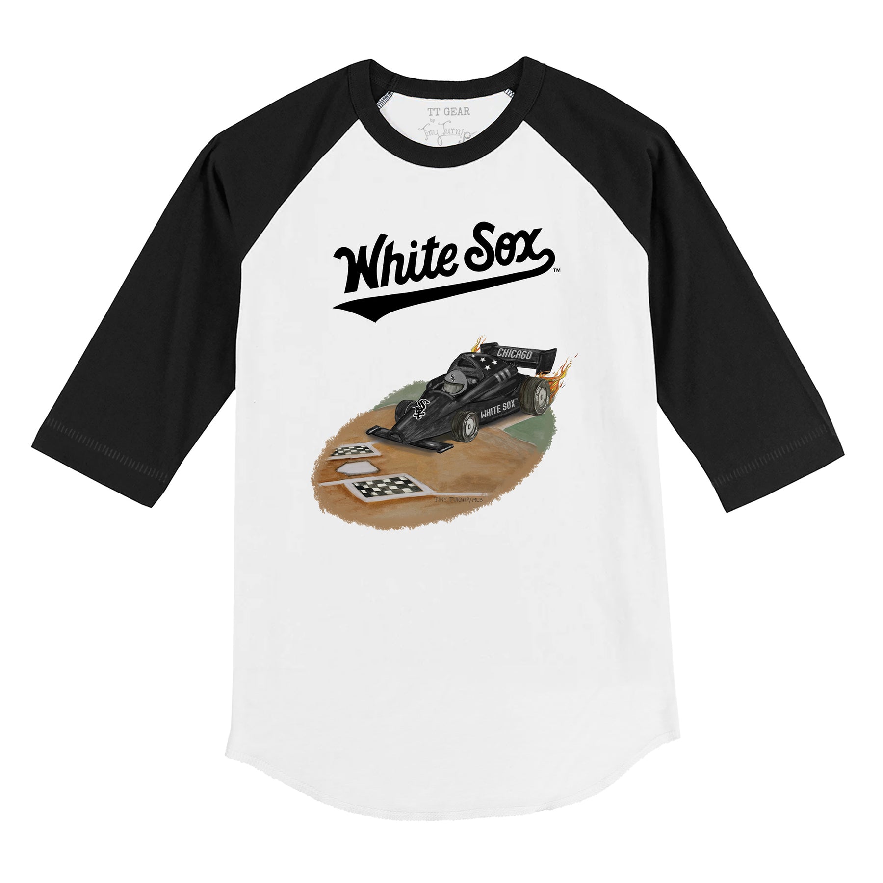 Chicago White Sox Race Car 3/4 Black Sleeve Raglan