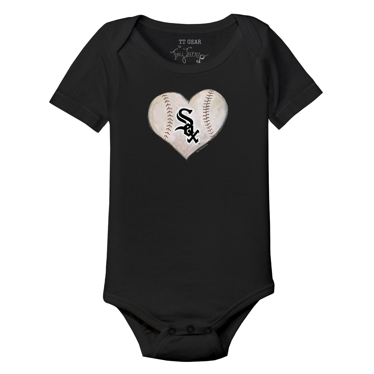 Chicago White Sox Stitched Heart Short Sleeve Snapper - Tiny Turnip