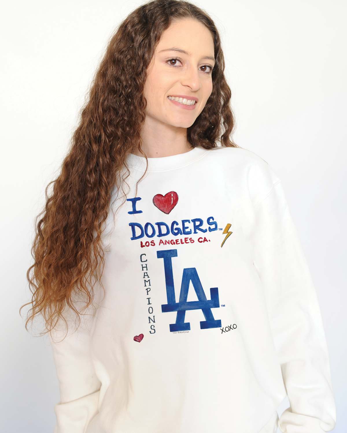 LA Dodgers Chelsea Freeman I Heart Dodgers Crewneck Sweatshirt