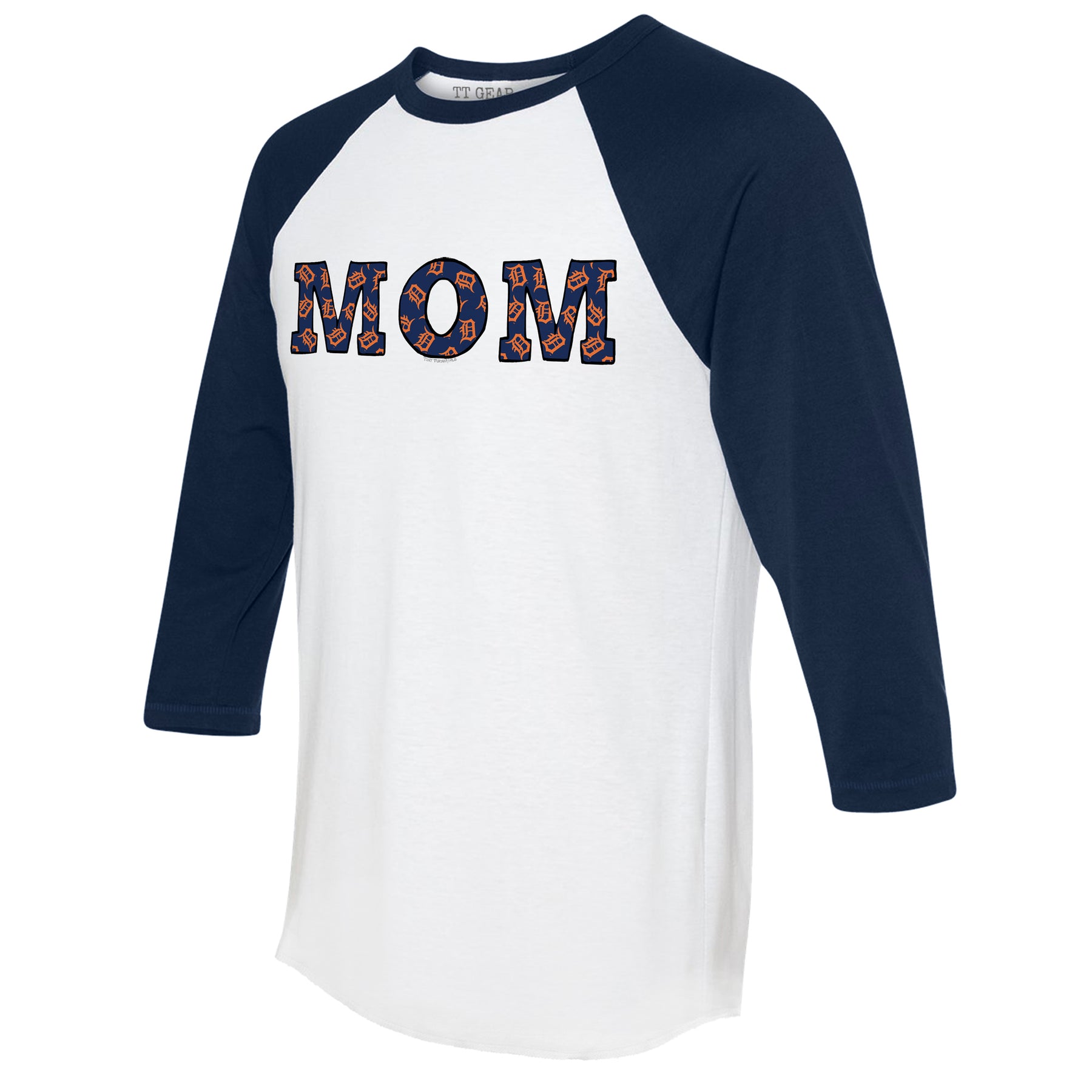 Detroit Tigers Mom 3/4 Navy Blue Sleeve Raglan