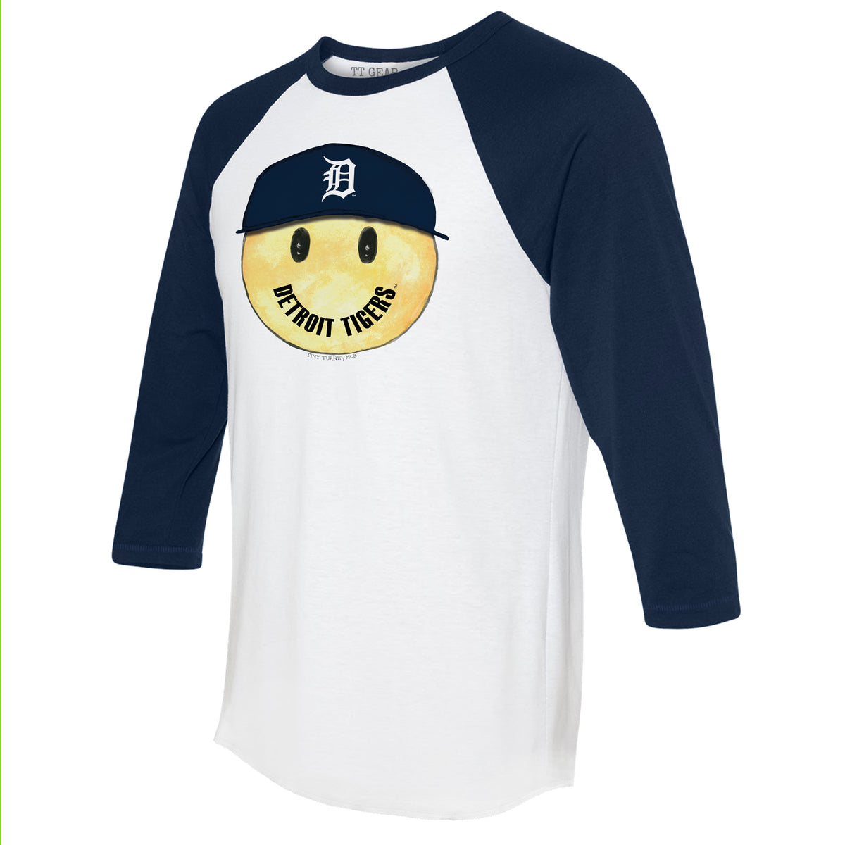 Detroit Tigers Smiley 3/4 Navy Blue Sleeve Raglan