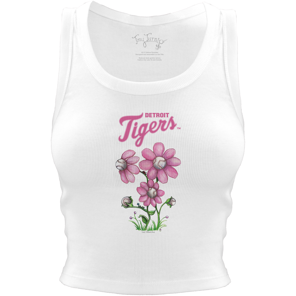 Detroit Tigers Blooming Baseballs Crop Tank - Tiny Turnip