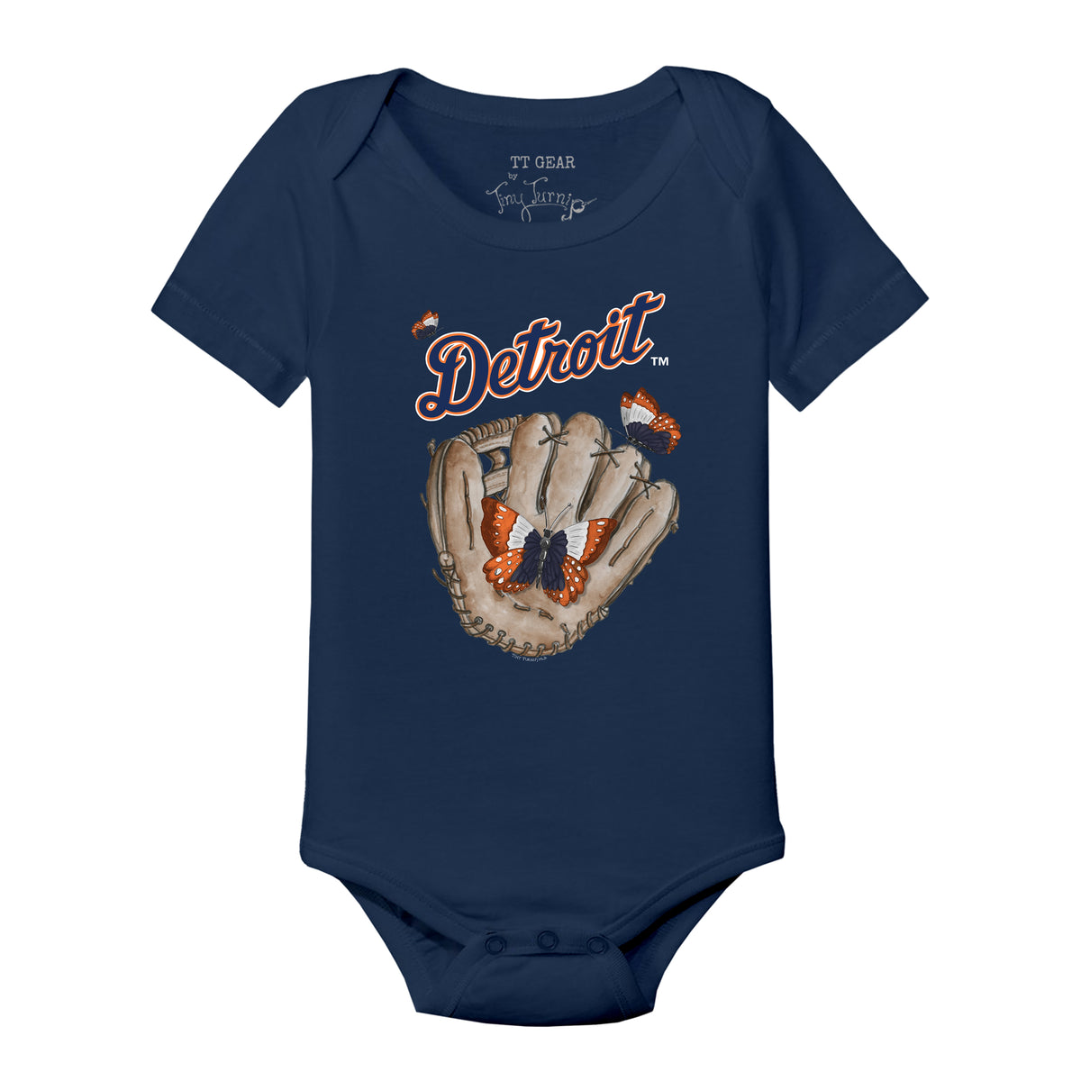 Detroit Tigers Butterfly Glove Short Sleeve Snapper
