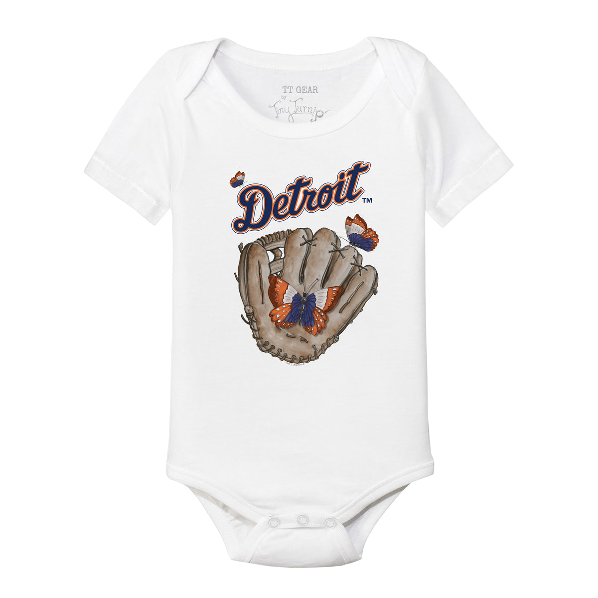 Detroit Tigers Butterfly Glove Short Sleeve Snapper