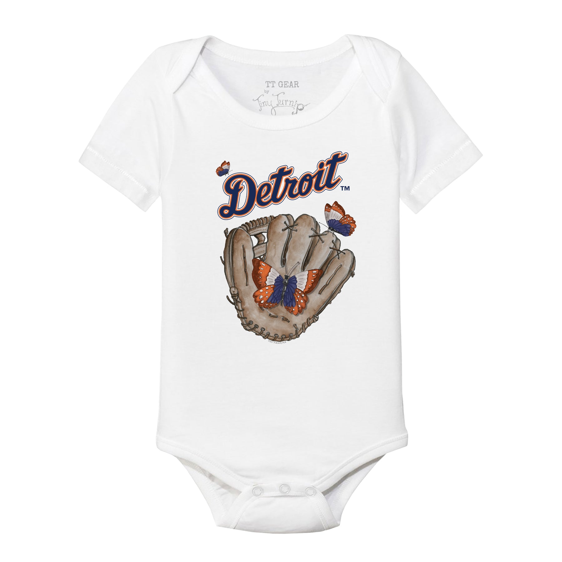 Detroit Tigers Butterfly Glove Short Sleeve Snapper