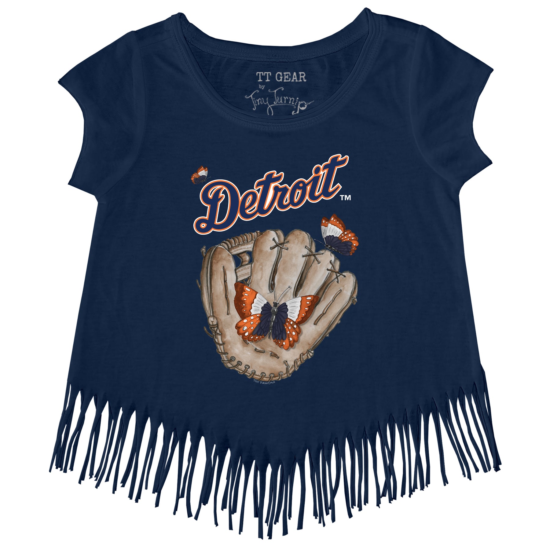 Detroit Tigers Butterfly Glove Fringe Tee
