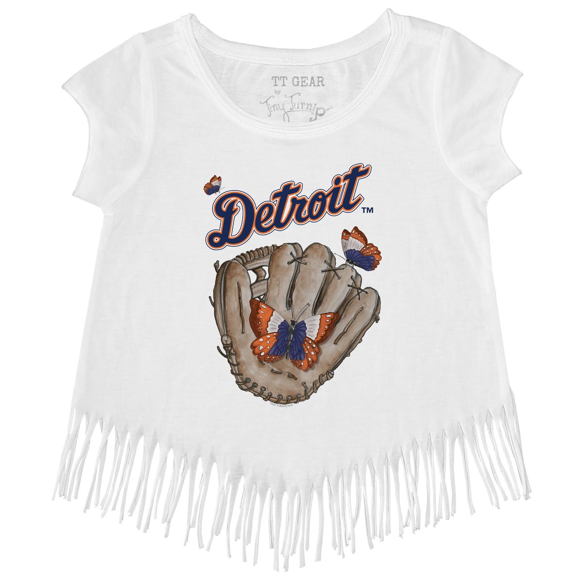 Detroit Tigers Butterfly Glove Fringe Tee