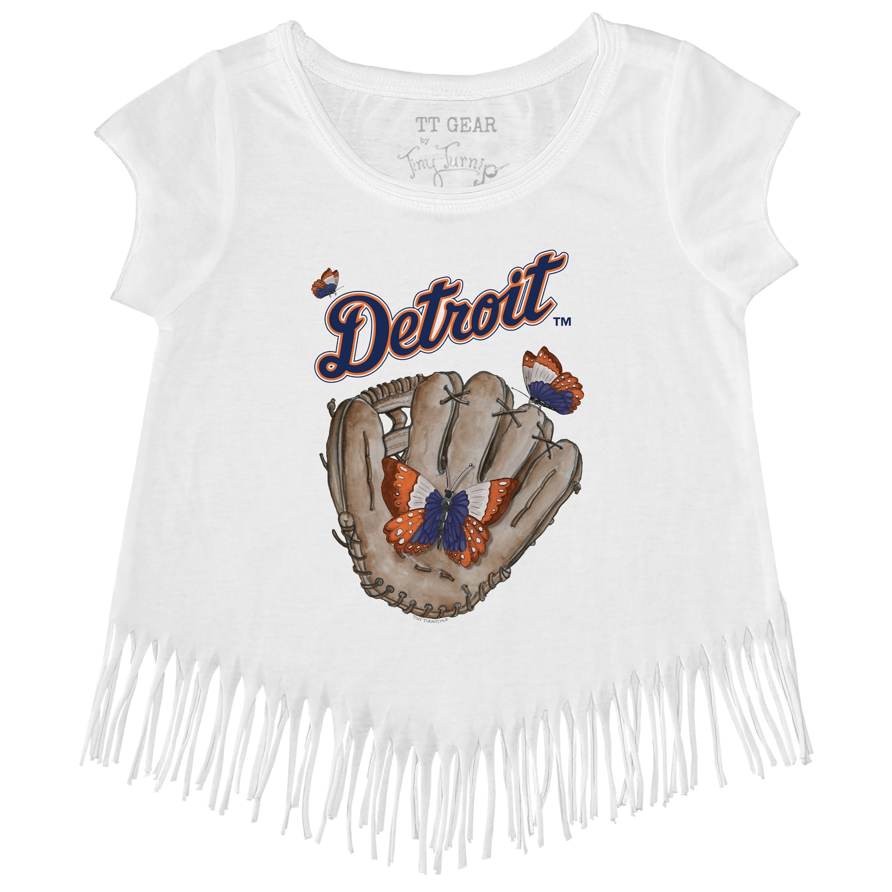 Detroit Tigers Butterfly Glove Fringe Tee