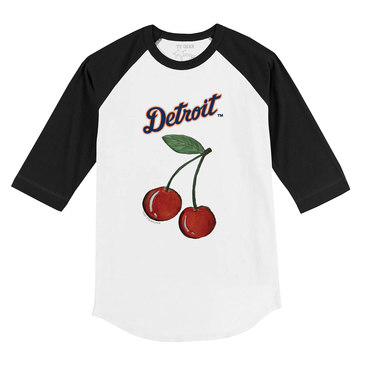 Detroit Tigers Cherry 3/4 Black Sleeve Raglan