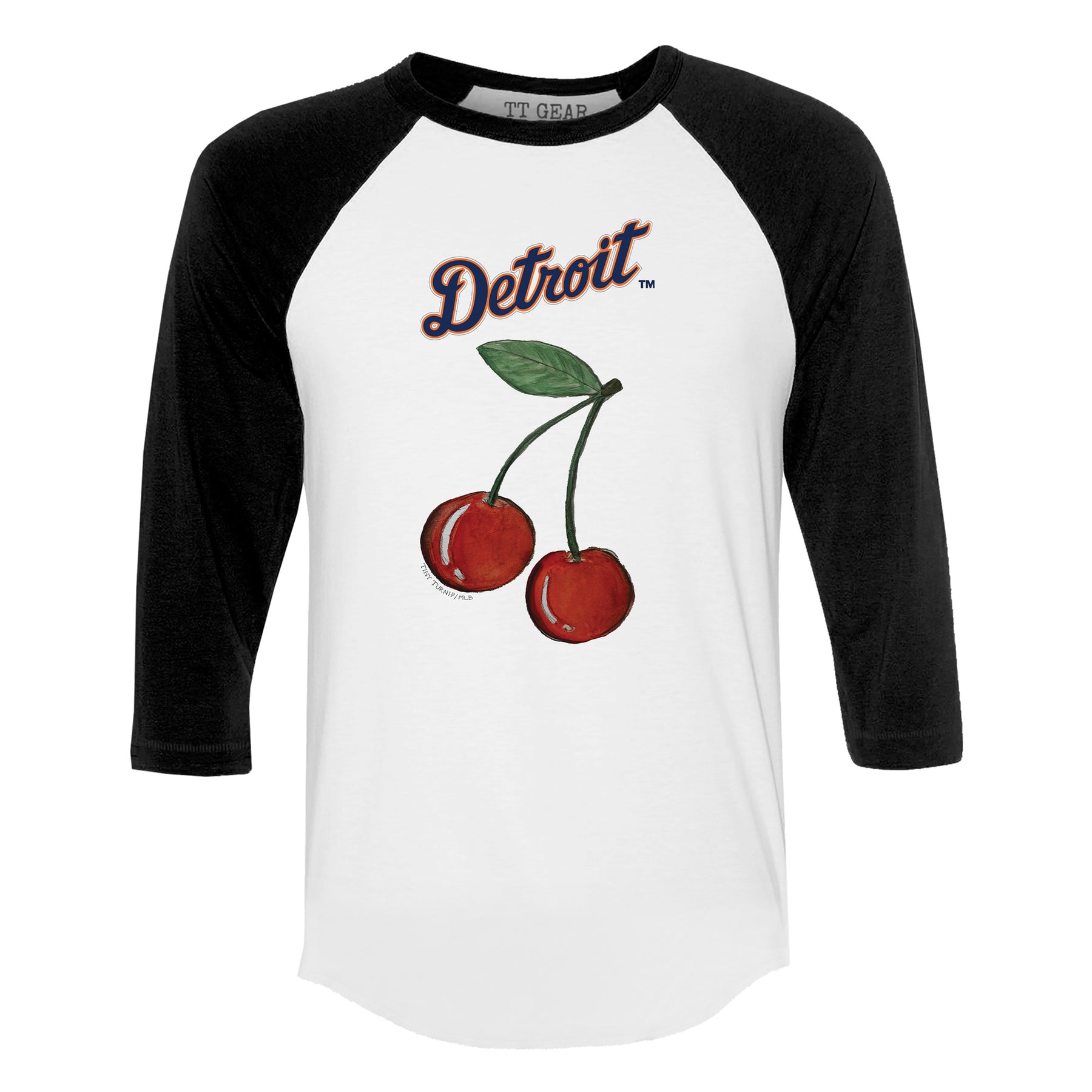 Detroit Tigers Cherry 3/4 Black Sleeve Raglan