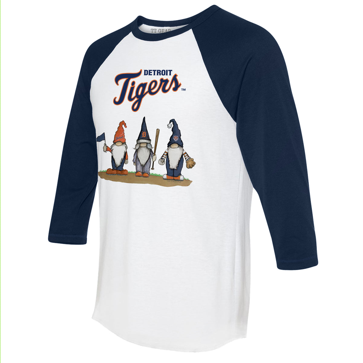 Detroit Tigers Gnomes 3/4 Navy Blue Sleeve Raglan