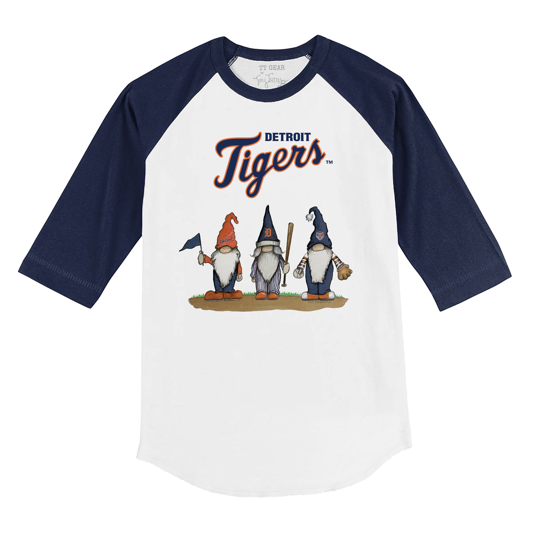 Detroit Tigers Gnomes 3/4 Navy Blue Sleeve Raglan