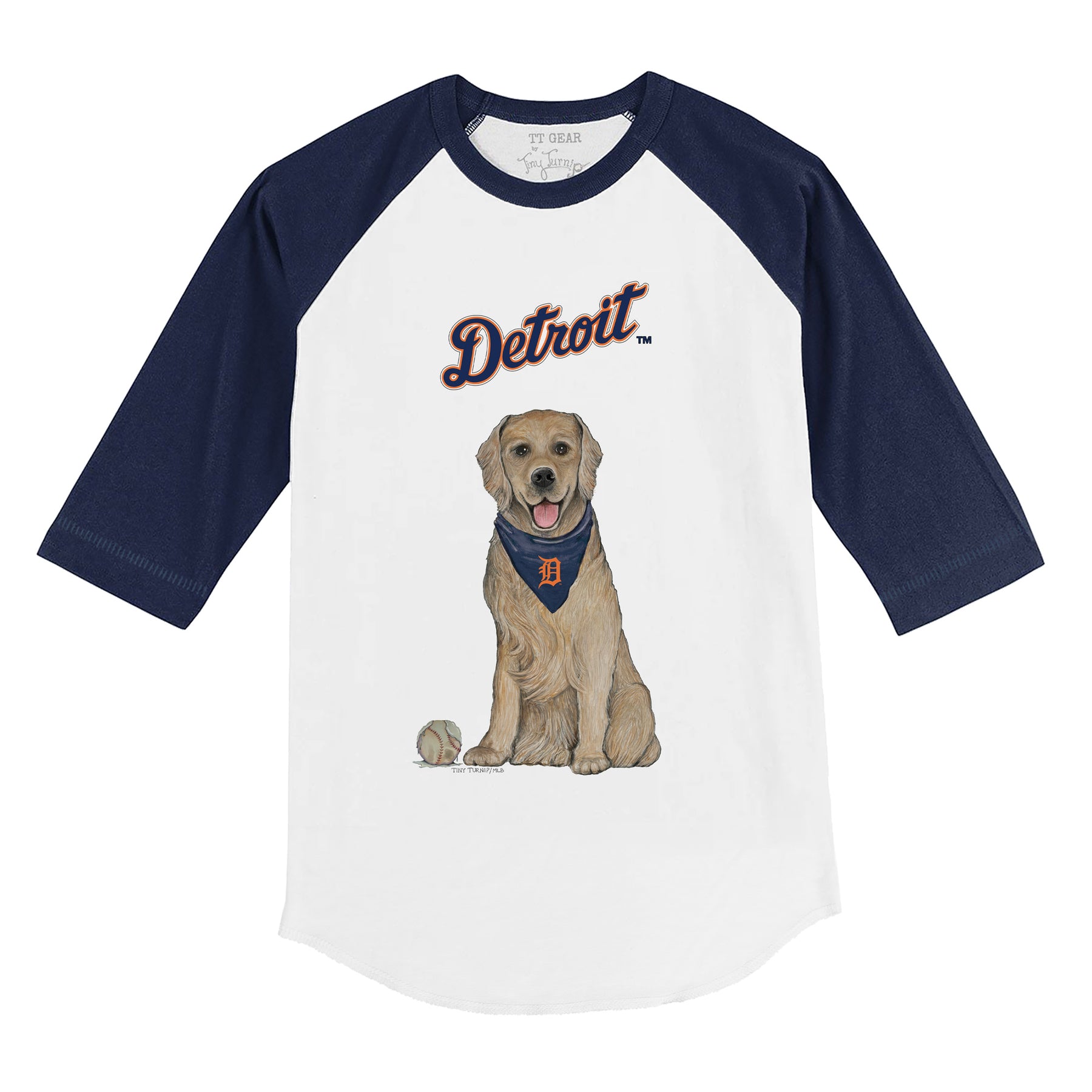 Detroit Tigers Golden Retriever 3/4 Navy Blue Sleeve Raglan