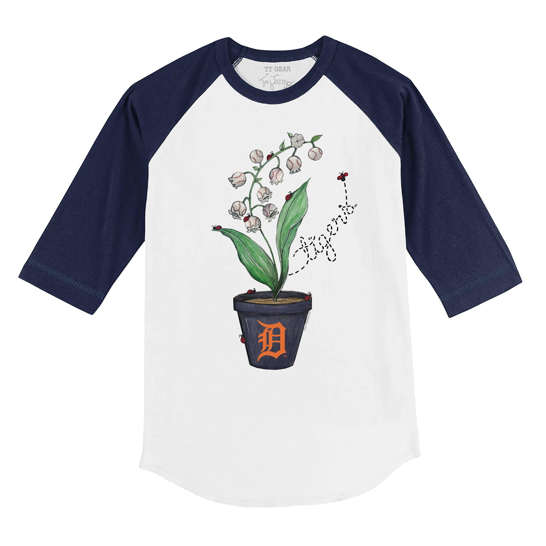 Detroit Tigers Ladybug 3/4 Navy Blue Sleeve Raglan