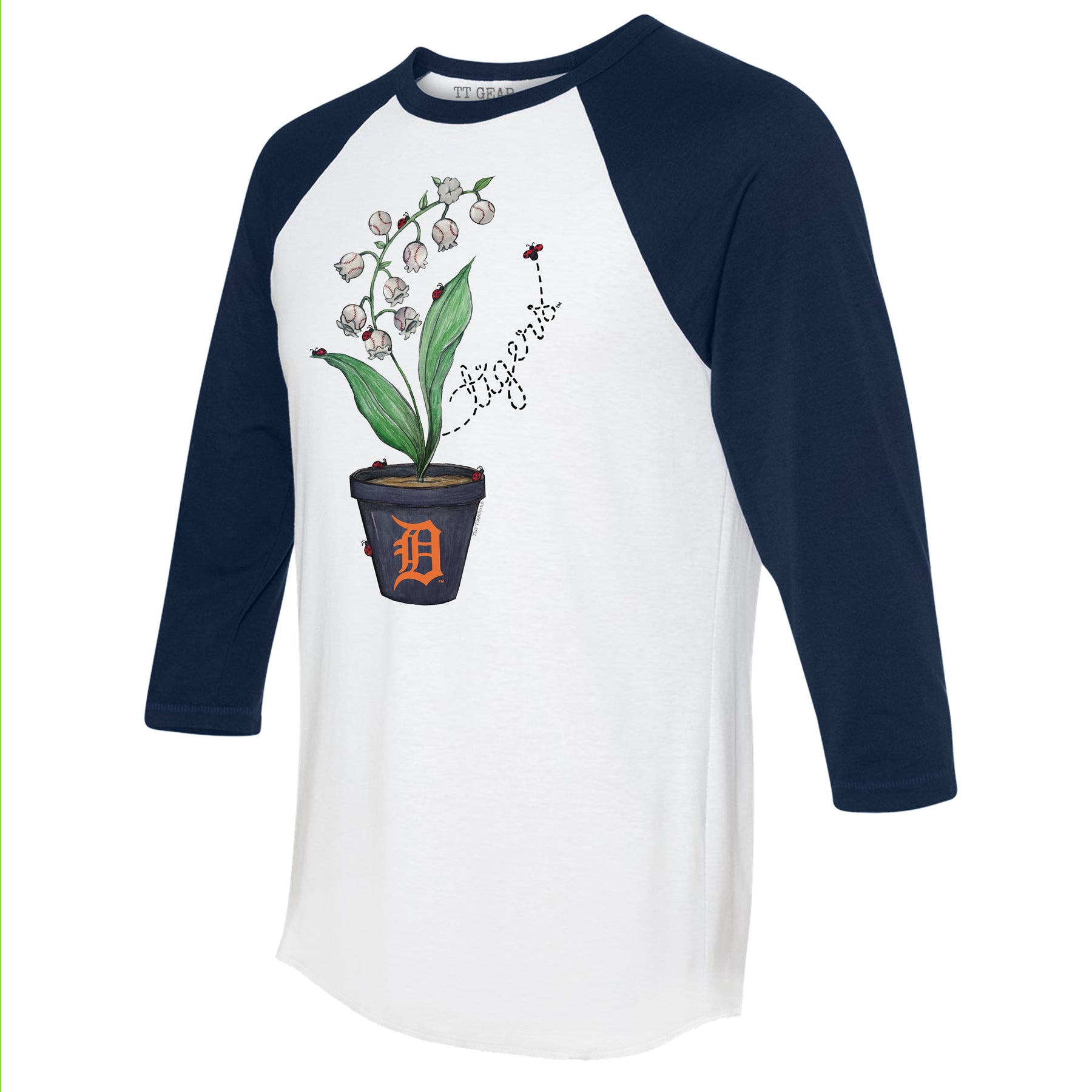 Detroit Tigers Ladybug 3/4 Navy Blue Sleeve Raglan