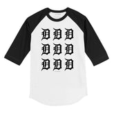 Detroit Tigers Logo Grid 3/4 Black Sleeve Raglan