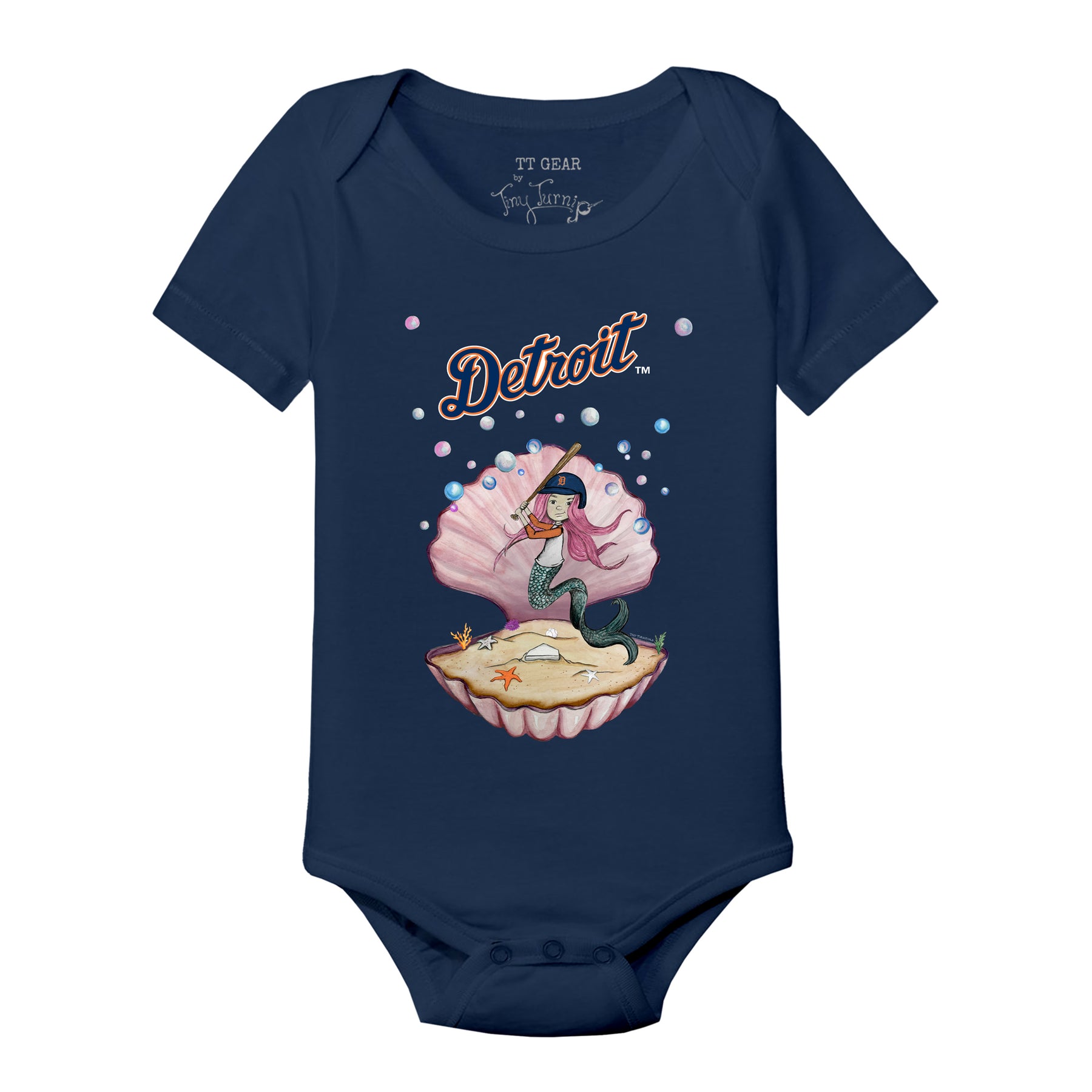 Detroit Tigers Mermaid Short Sleeve Snapper