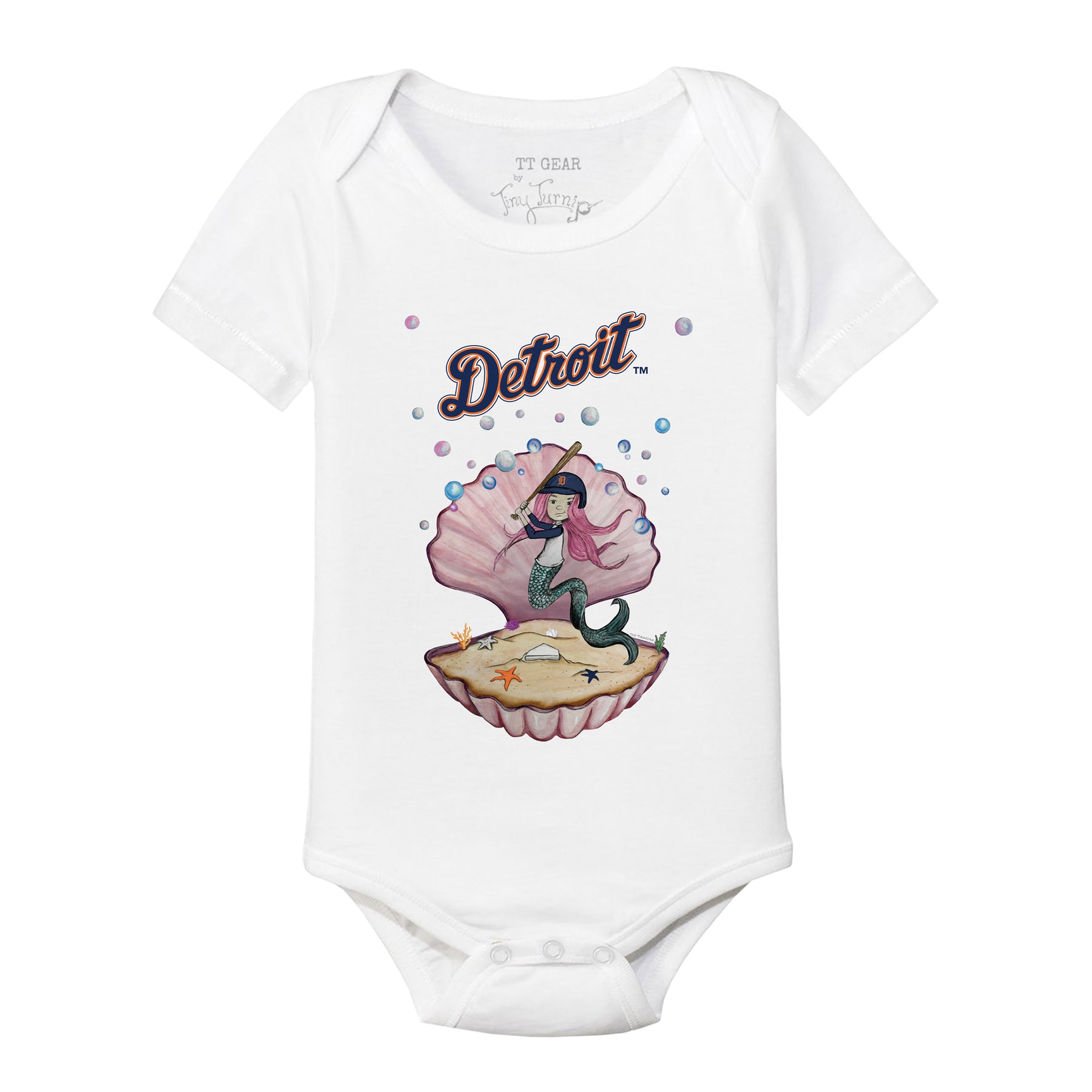 Detroit Tigers Mermaid Short Sleeve Snapper