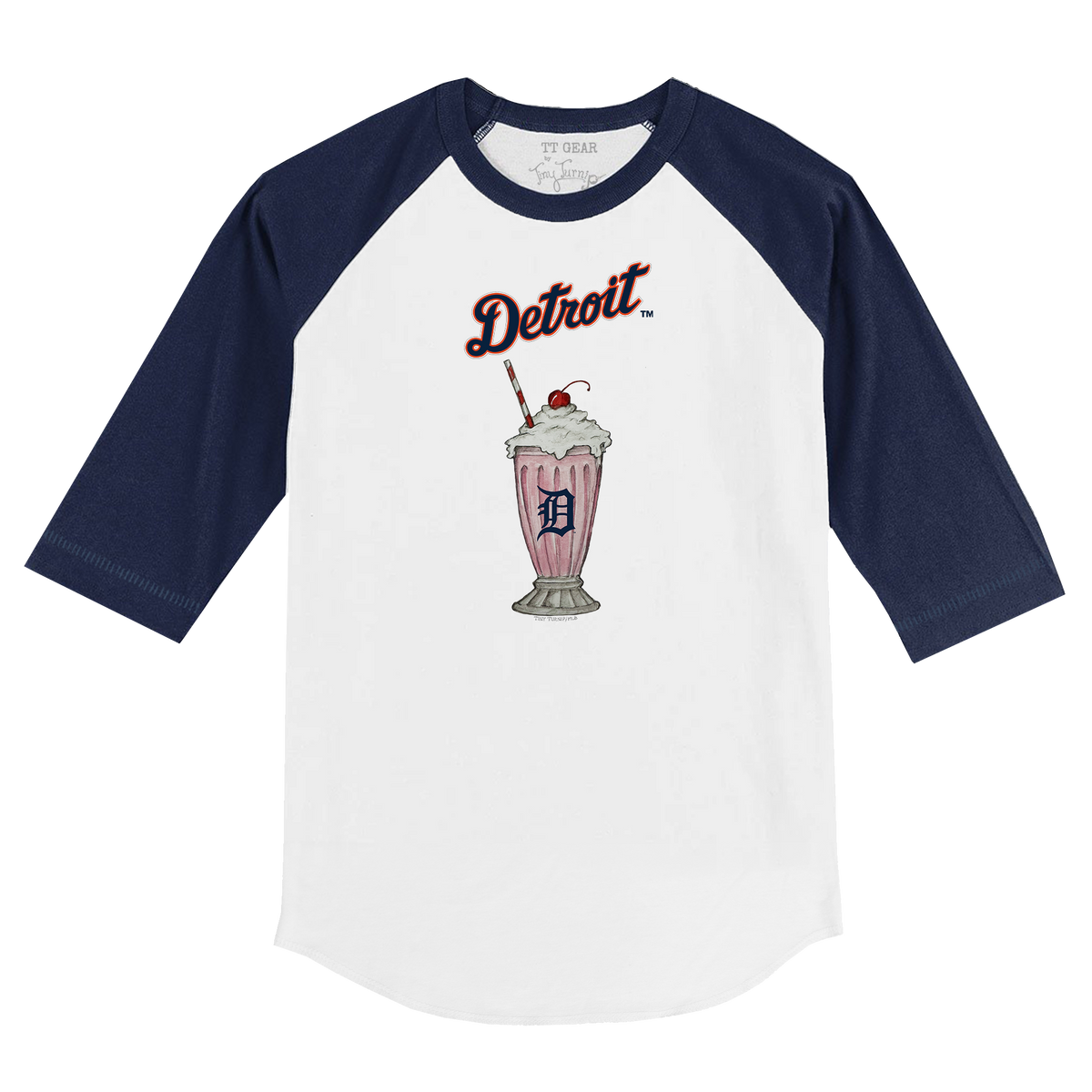 Detroit Tigers Milkshake 3/4 Navy Blue Sleeve Raglan