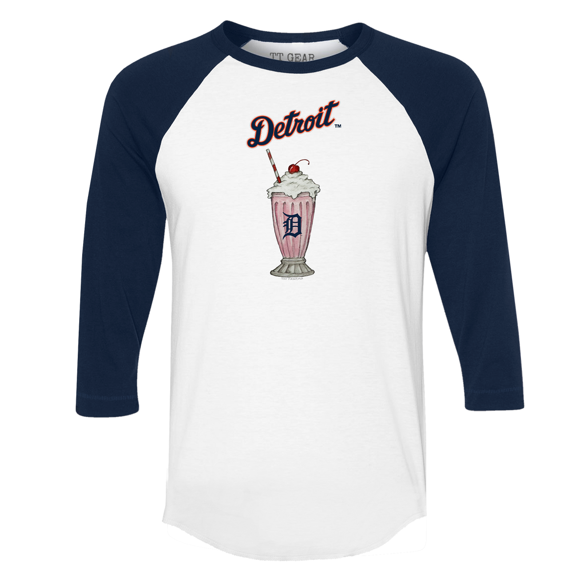 Detroit Tigers Milkshake 3/4 Navy Blue Sleeve Raglan