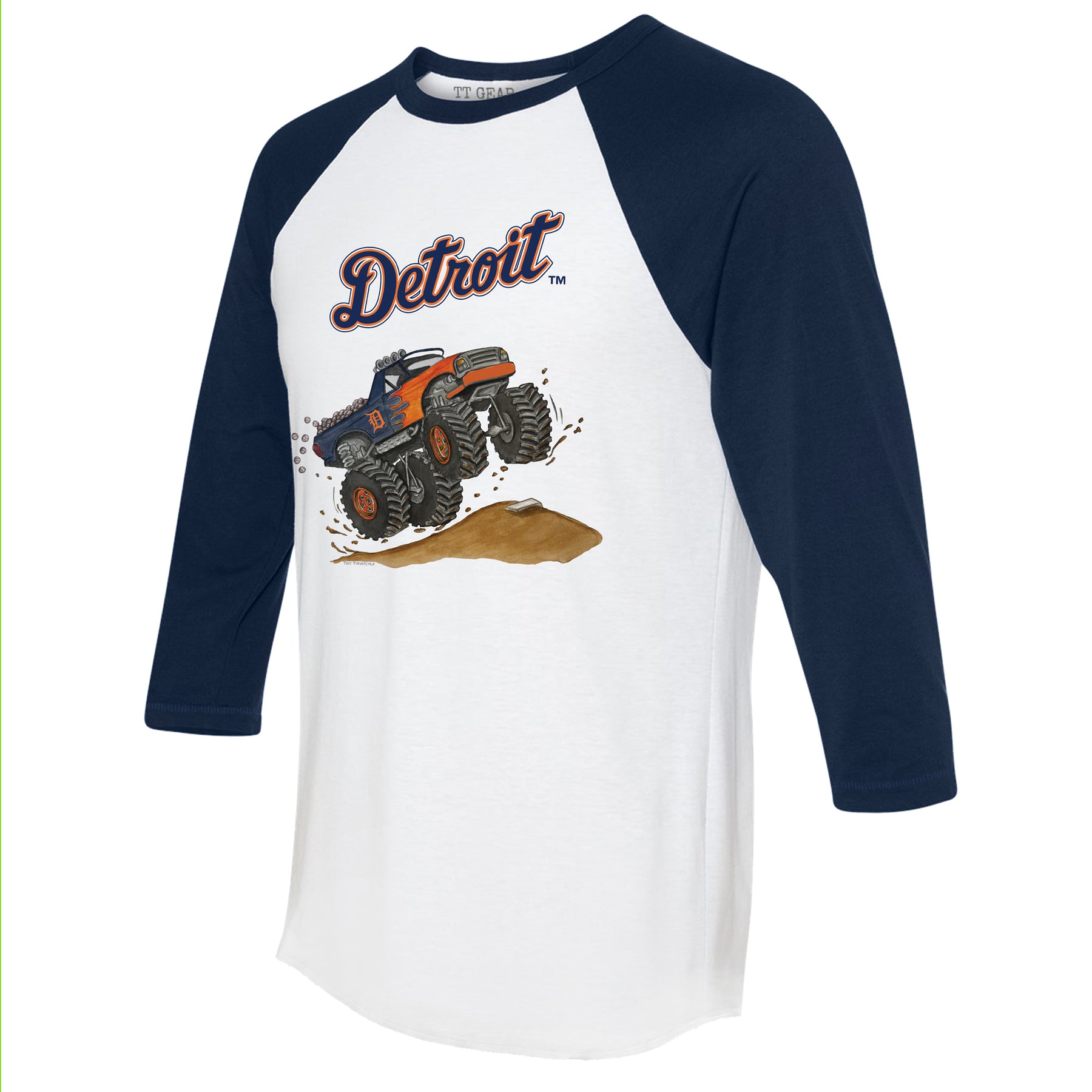 Detroit Tigers Monster Truck 3/4 Navy Blue Sleeve Raglan