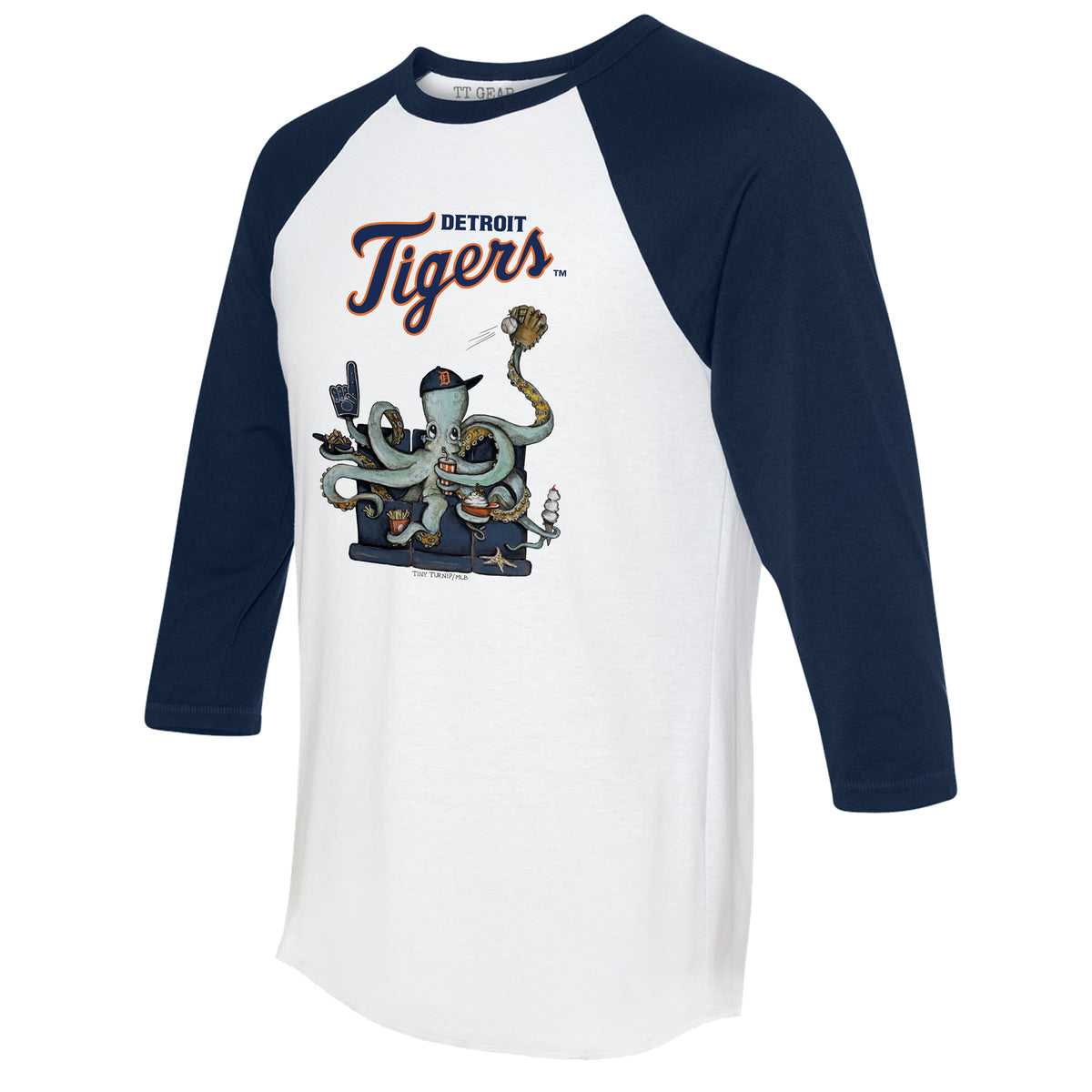 Detroit Tigers Octopus 3/4 Navy Blue Sleeve Raglan