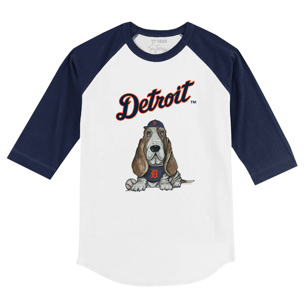 Detroit Tigers Puddy 3/4 Navy Blue Sleeve Raglan - Tiny Turnip
