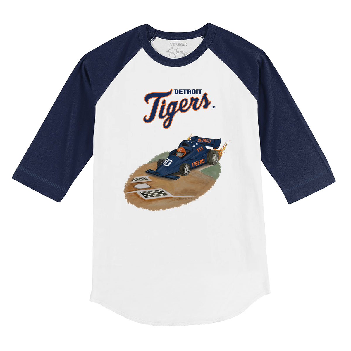 Detroit Tigers Race Car 3/4 Navy Blue Sleeve Raglan