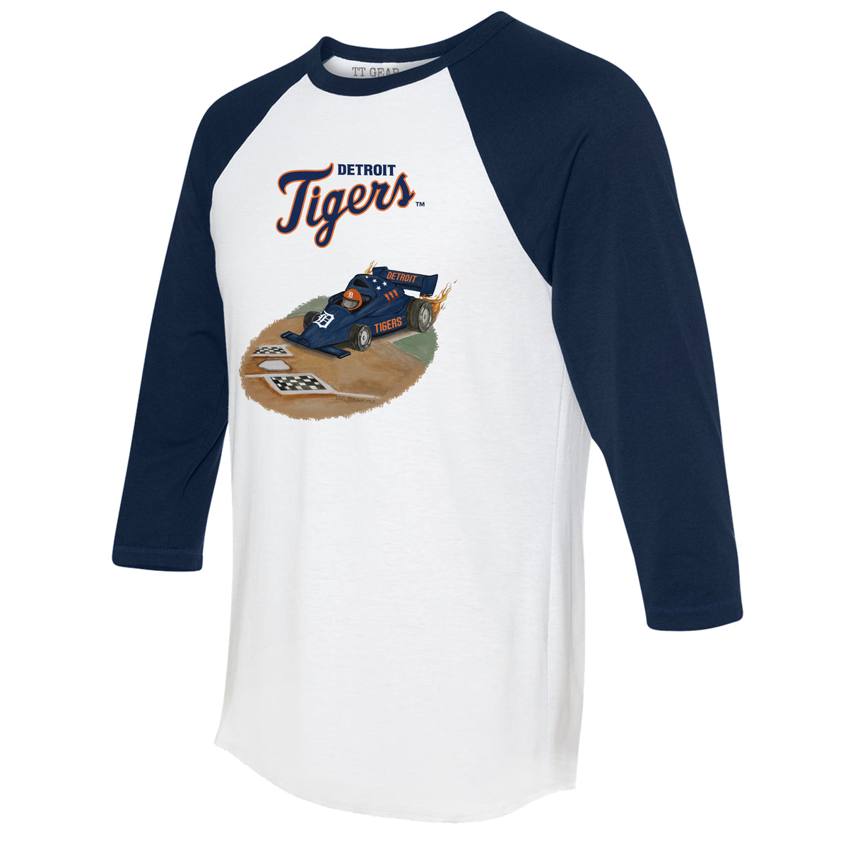Detroit Tigers Race Car 3/4 Navy Blue Sleeve Raglan