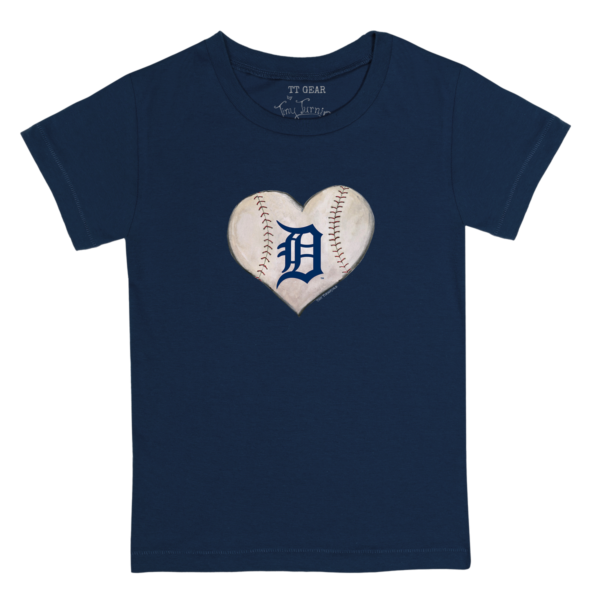 Detroit Tigers Stitched Heart Kid's Tee Shirt - Tiny Turnip