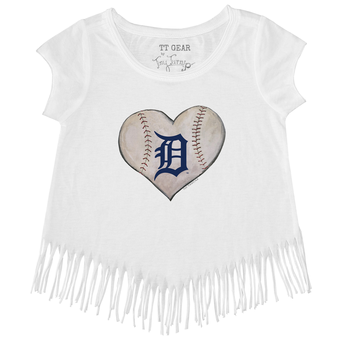 Detroit Tigers Stitched Heart Fringe Tee - Tiny Turnip
