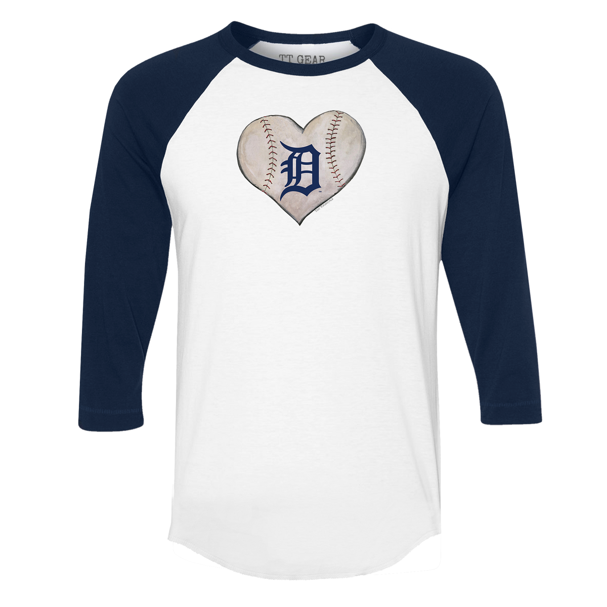 Detroit Tigers Stitched Heart 3/4 Navy Blue Sleeve Raglan - Tiny Turnip