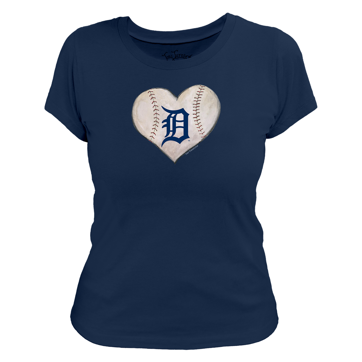 Detroit Tigers Stitched Heart Women's Tee Shirt - Tiny Turnip