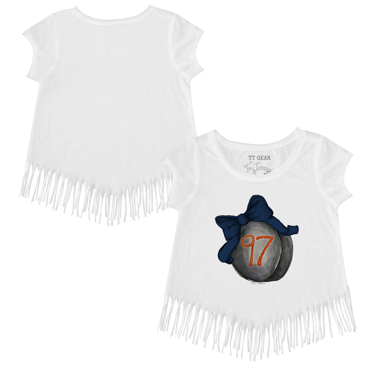 VIP Hockey Bow w/ Name, Number - Fringe Tee - Tiny Turnip