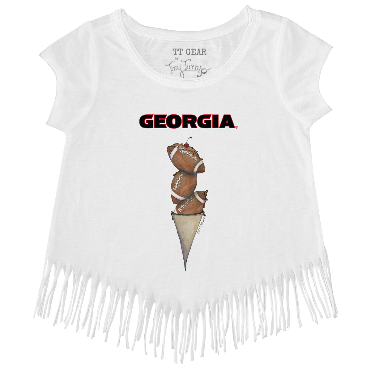 Georgia Bulldogs Football Triple Scoop Fringe Tee