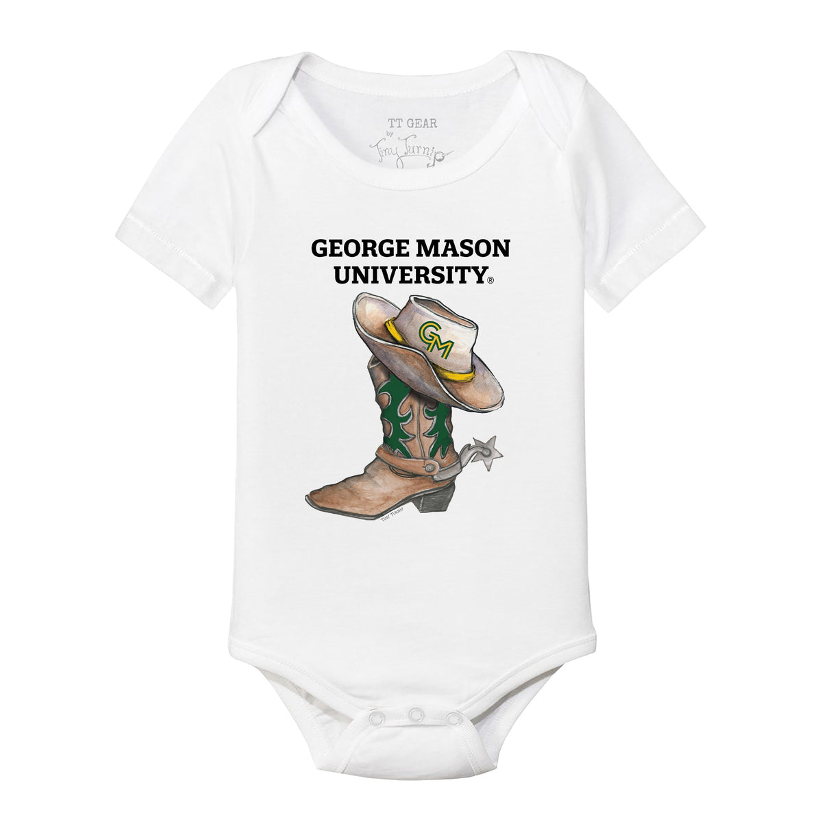 George Mason Patriots Cowboy Boot Short Sleeve Snapper