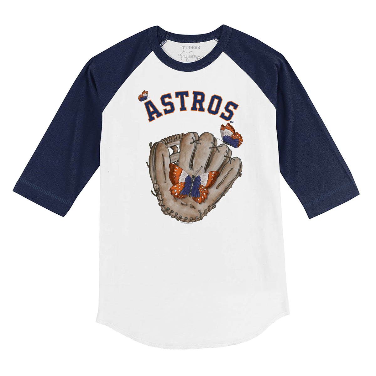 Houston Astros Butterfly Glove 3/4 Navy Blue Sleeve Raglan