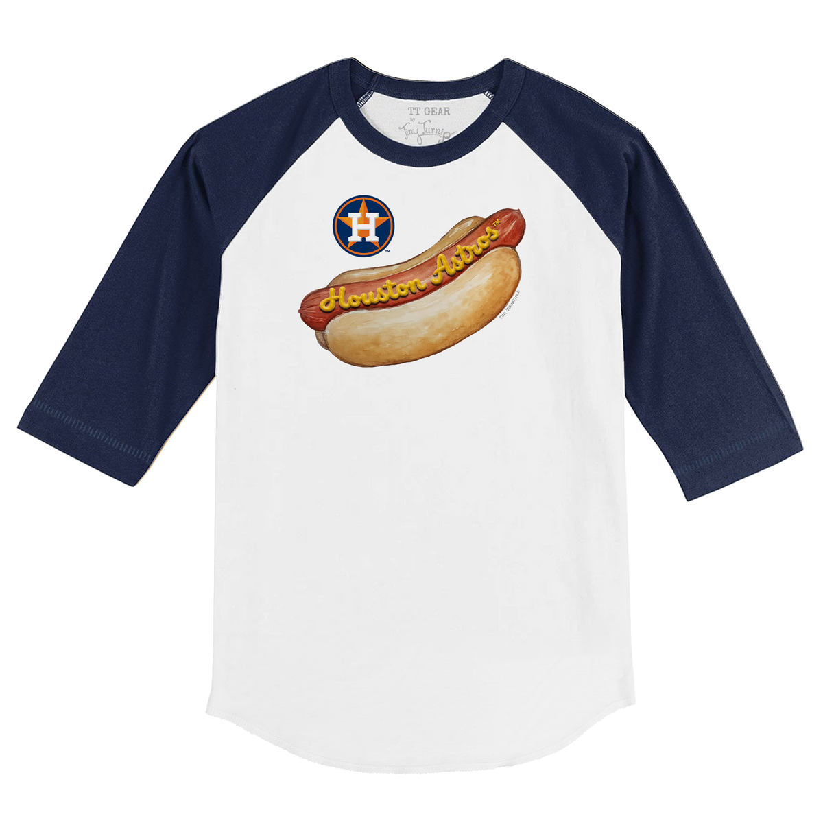 Houston Astros Hot Dog 3/4 Navy Blue Sleeve Raglan