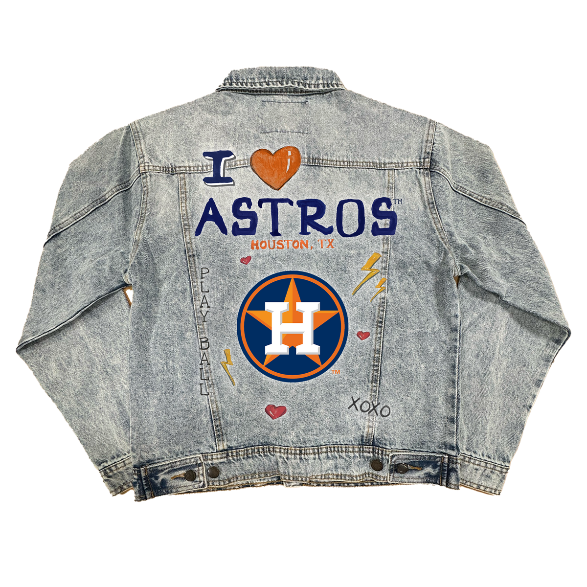 I Heart Astros Boyfriend Denim Jacket - Tiny Turnip