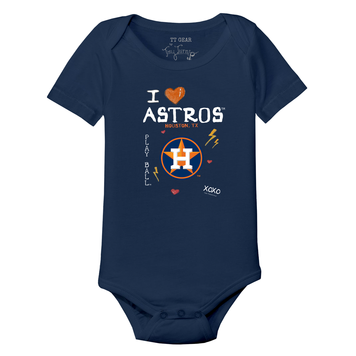 I Heart Astros Short Sleeve Snapper - Tiny Turnip