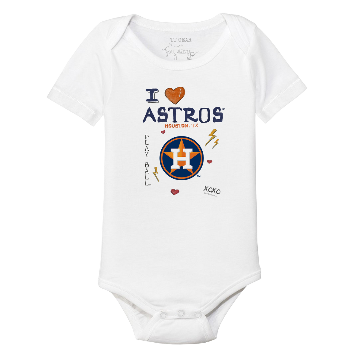 I Heart Astros Short Sleeve Snapper - Tiny Turnip
