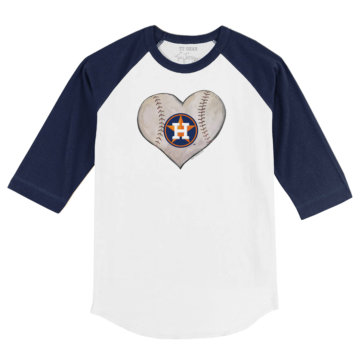 Houston Astros Stitched Heart 3/4 Navy Blue Sleeve Raglan - Tiny Turnip