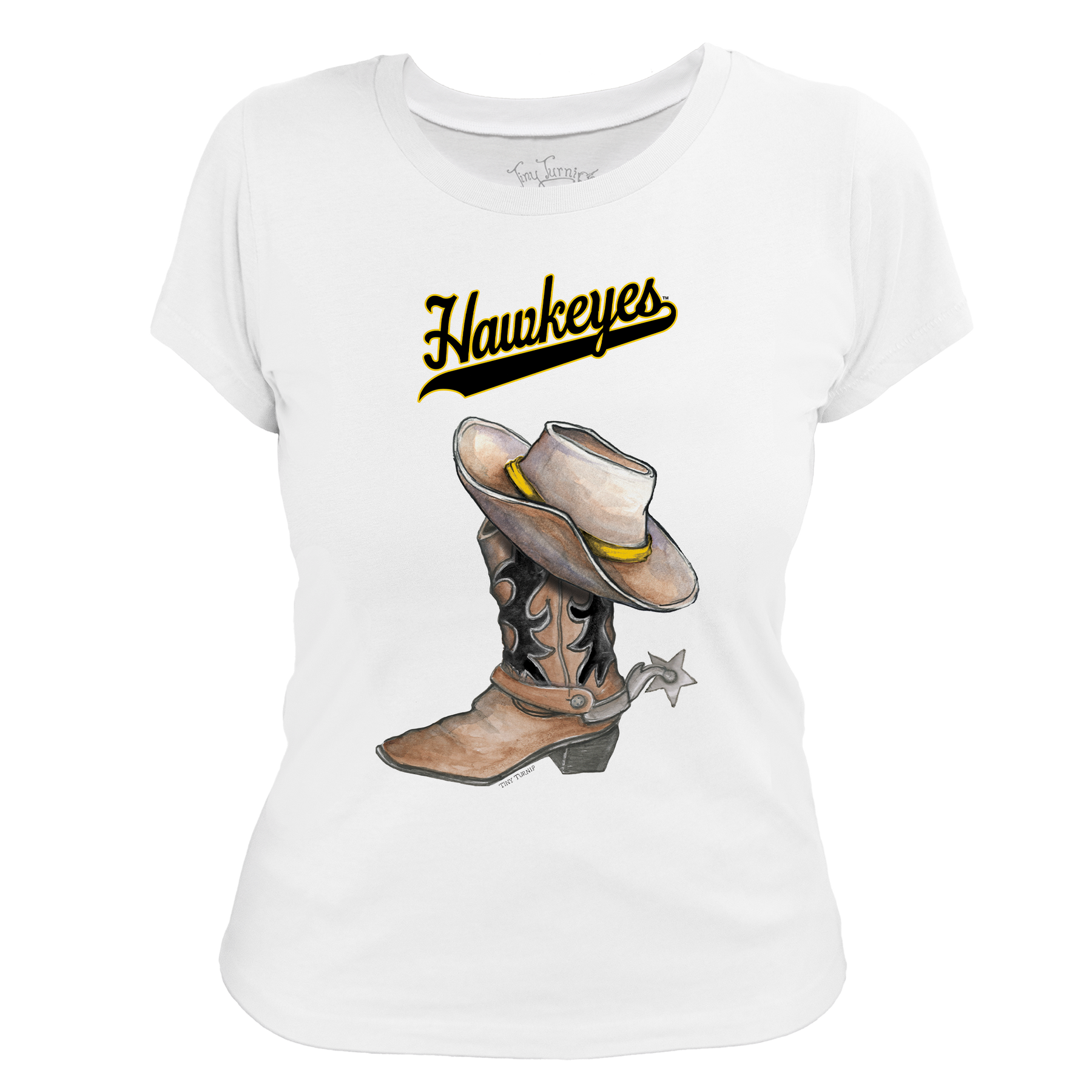 Iowa Hawkeyes Cowboy Boot Women's Tee Shirt